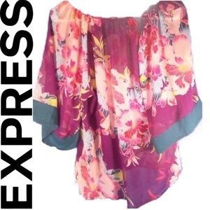 Pre-owned Express Floral Blouse XS damaged sleeves